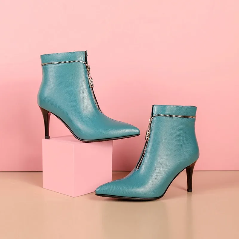 LuxeLeather Exotic Point Toe Slip-On Boots