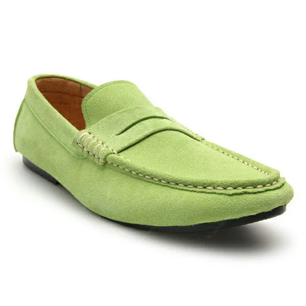 Penny Leather Loafer Suede Lemon Green